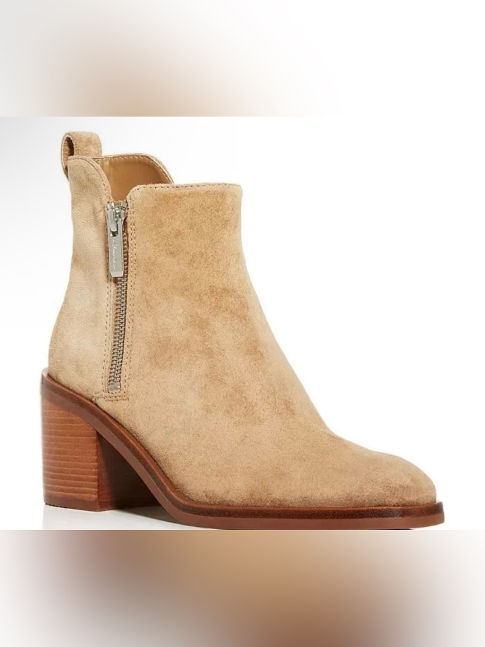 Phillip Lim 3.1 Tan Suede Alexa Zip Boot with 70mm block heel
